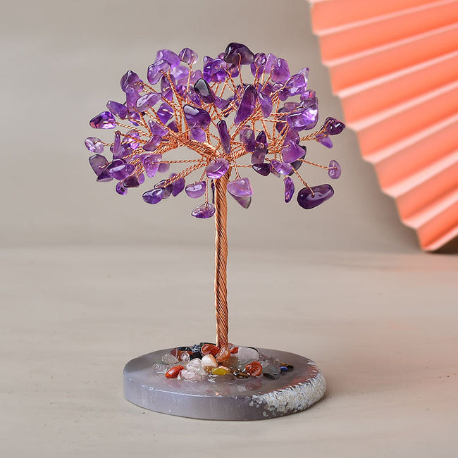 Crystal Fortune Tree Natural Agate Piece Base Ornament