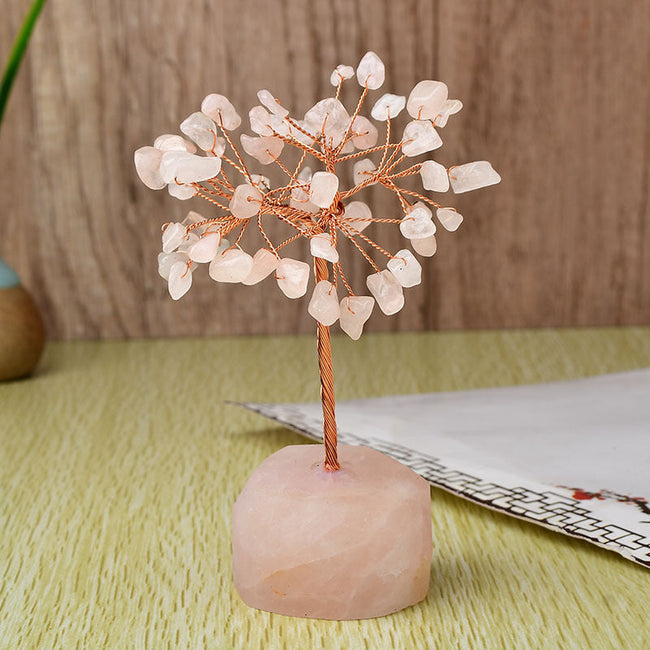 Natural Pink Crystal Base Fortune Tree