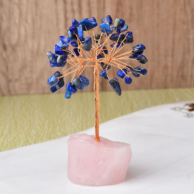 Natural Pink Crystal Base Fortune Tree