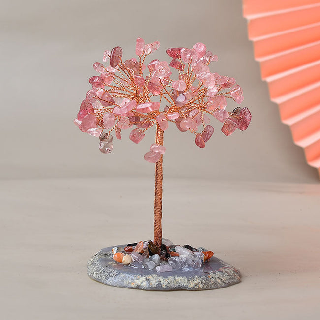 Crystal Fortune Tree Natural Agate Piece Base Ornament
