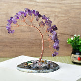 Natural Agate Base Crystal Colorful Fortune Tree