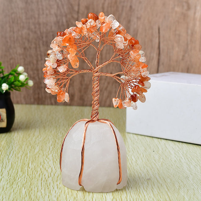 Natural White Crystal Base Fortune Tree