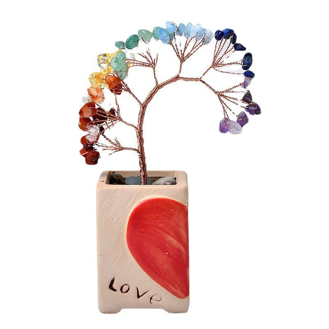 Fortune Crystal Tree with Heart Pot