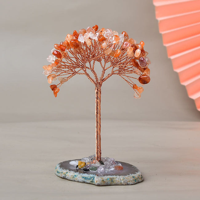 Crystal Fortune Tree Natural Agate Piece Base Ornament