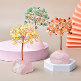 Natural Pink Crystal Stone Base Fortune Tree