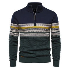 Men's Ethnic Patterns Casual Half-Zip Knit Sweater