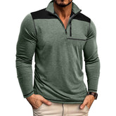 Men's Color Block Long Sleeve Stand Collar Zip Sweatshirt