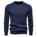 Men's Round Neck Twist Patterned Giraffe Embroidery Sweater