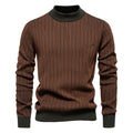 Men's Mock Turtleneck Striped Knit Pullover Sweater