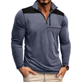 Men's Color Block Long Sleeve Stand Collar Zip Sweatshirt