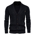 Men's Personalized Jacquard Fashion Casual Knitted V-Neck Coat