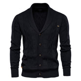 Men's Personalized Jacquard Fashion Casual Knitted V-Neck Coat