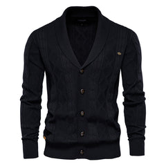 Men's Personalized Jacquard Fashion Casual Knitted V-Neck Coat