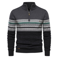 Men's Ethnic Patterns Casual Half-Zip Knit Sweater
