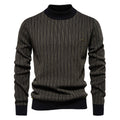 Men's Mock Turtleneck Striped Knit Pullover Sweater