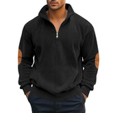 Men's Corduroy Colorblock Stand Collar Half Zip Long Sleeve Sweatshirt