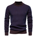 Men's Mock Turtleneck Striped Knit Pullover Sweater