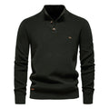 Men's Mock Neck Button-Up Cotton Pullover Sweater