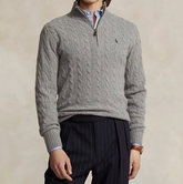 ⏳Time-Limited Special⏰ Polo Ralph Lauren Men's Cable Knit 1/4 Zip Sweater