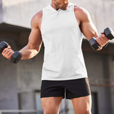 Men's Workout Hooded Tank Tops Sleeveless Gym Hoodies with Pockets