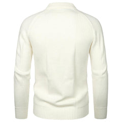 Men's Lapel Pocket Vintage Style Raglan Sleeve Slim Fit Knit Sweater