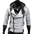 Men's Contrast Solid Color Zipper-up Hooded Jacket Active Hip Hop