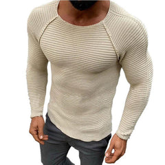 Men's Solid Color Casual Crew Neck Raglan Sleeves Sweater
