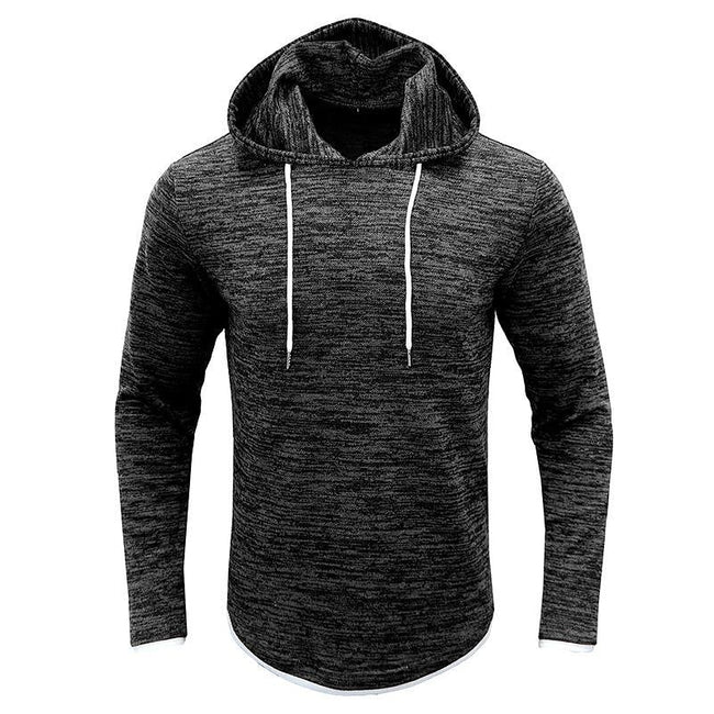 Men's Patchwork Slub Yarn Hooded Long-sleeve T-shirt