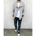Men's Solid Color Hooded Slim Fit Fleece Diagonal Placket Sweatshirt