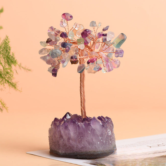 Natural Amethyst Cluster Base Fortune Tree Decoration