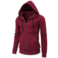 Men's Hooded Solid Color Drawstring Pocket Special Design Zip Sweatshirt Casual Retro