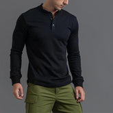 Men's Henry Collar Solid Color Casual Sportswear Sweatshirt