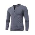 Men's Henley Jersey Patchwork Long Sleeve T-Shirt
