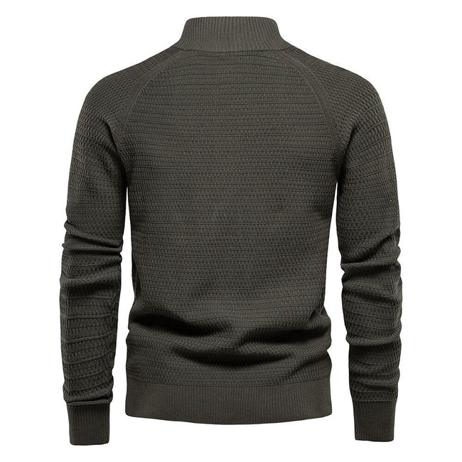 Men's Texture Pattern Stand Collar Knitted Cardigan
