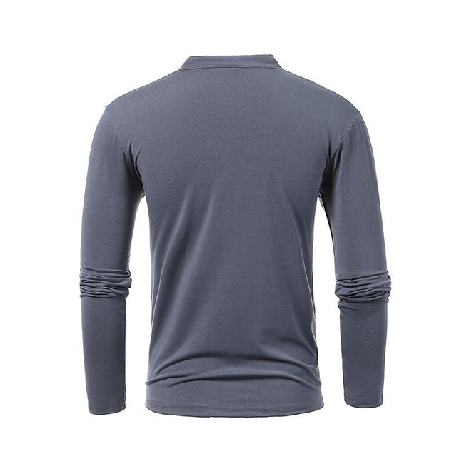Men's Henley Jersey Patchwork Long Sleeve T-Shirt