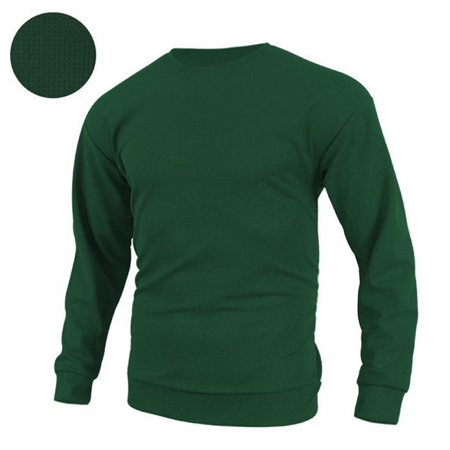 Men's Waffle Solid Color Pullover Long Sleeve Sweatshirt