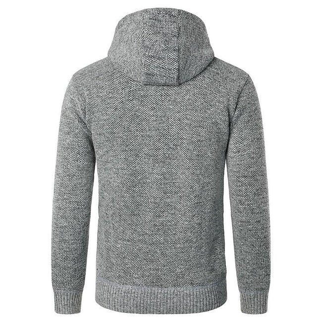Men's Fleece Padded Patchwork Zipper Hooded Cardigan