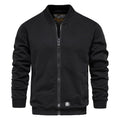 Men's Baseball Collar Solid French Terry Zip Sweater Jacket