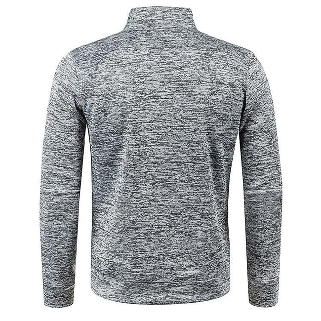 Men's Stand Collar Half Zip Long Sleeve Thin Fleece Sweater