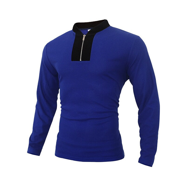 Men's Half Zip Texture Stretch Baseball Collar Long Sleeve Tracksuit