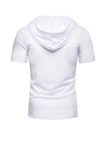 Men's Lace-up Short Sleeve Hooded T-shirt
