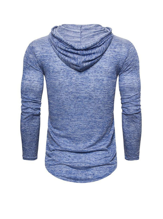 Men's Slub Yarn Hooded Long-sleeve T-shirt