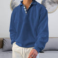 Men's Solid Color Patchwork Sweatshirts Long Sleeve With Button Down