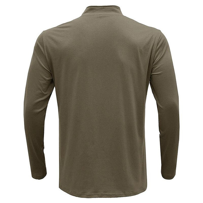Men's Stand Collar Zip Solid Color Long Sleeve T-Shirt