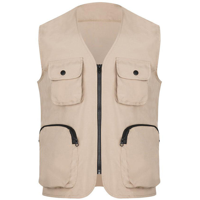 Men's Summer Japanese Sleeveless Fitness Vest Beach Sports Zipper Vest