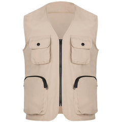 Men's Summer Japanese Sleeveless Fitness Vest Beach Sports Zipper Vest