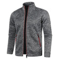 Men's Stand Collar Cardigan Long Sleeve Thin Fleece Sweater