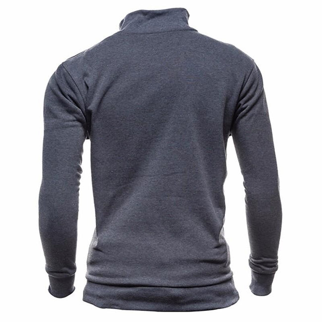 Men's Solid Color Zip-Up Collar Cardigan Sweater Jacket