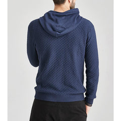 Men's Pullover Jacquard Check Pattern Hooded Sweater Basic Vintage Style