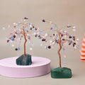 Natural Crystal Stone Base Three-color Fortune Tree